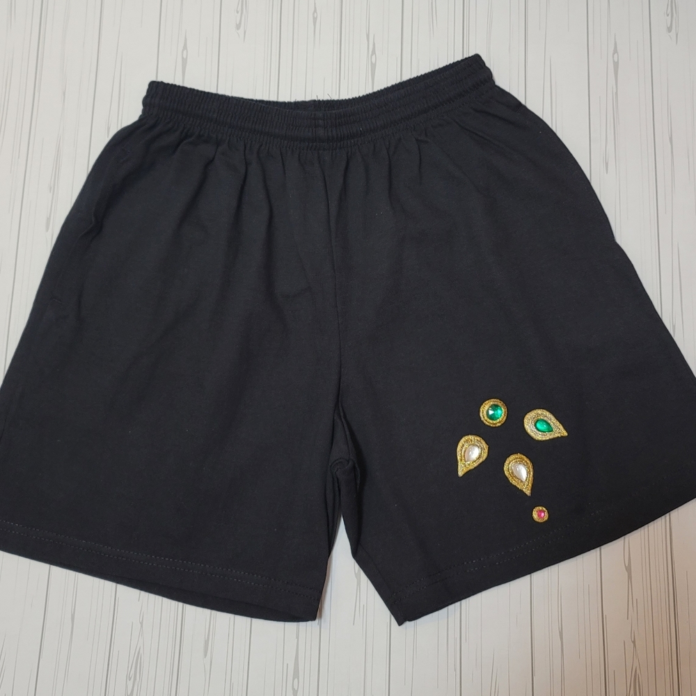 Shorts with Colorful Rhinestone Embellishments